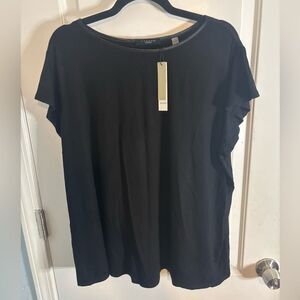 T Tahari Black Short Sleeve Top size 2X NWT